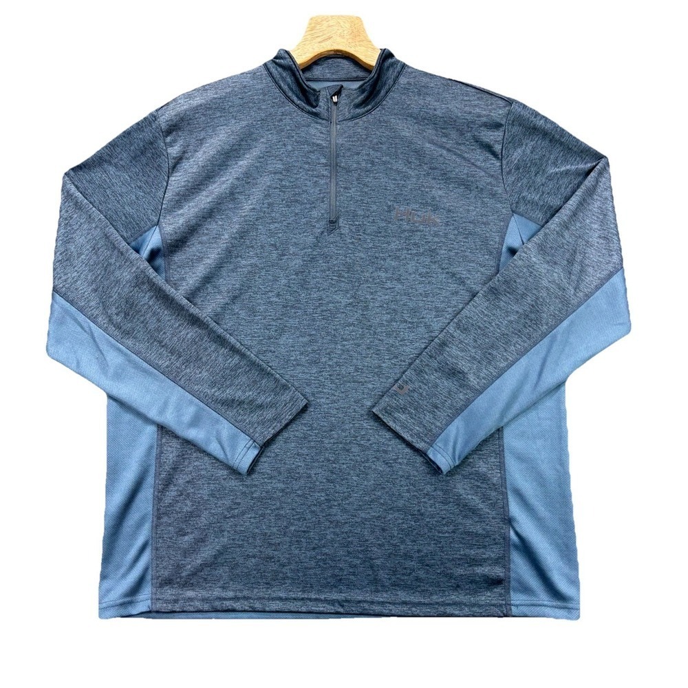Huk‎ Performance Fishing Quarter Zip Shirt Pullover Mens XL Blue Long Sleeve